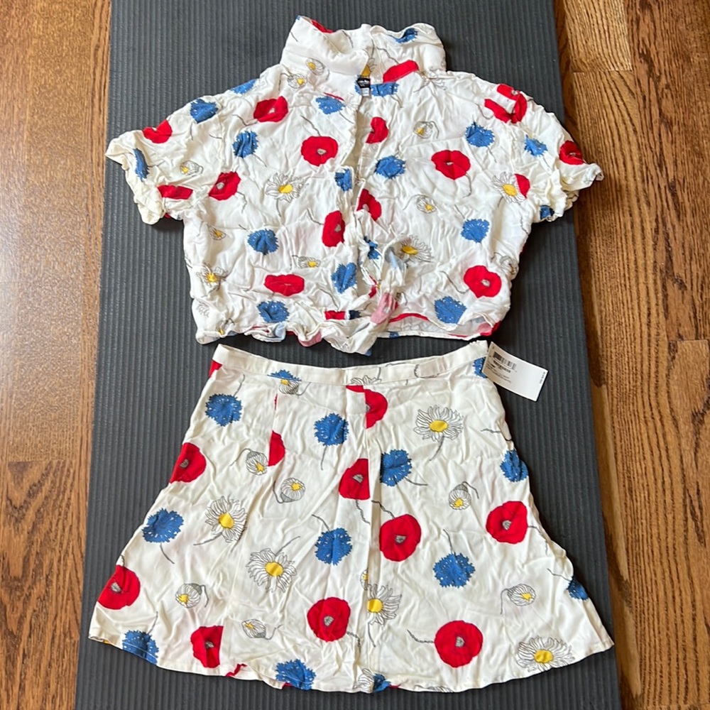 American Apparel short sleeve blouse and skirt set NWT